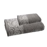 Jogo De Toalha Louise Banho E Rosto 2 Peças- Algodão- 450g-m-- Jacquard- Altihaus- Alta Absorção- Toque Macio -Bege-