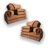 Jogo De Toalhas 12pcs 4 Banhos 4 Rosto 4 Tapetes Marrom