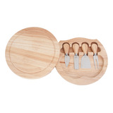 Jogo De Utensilios Para Queijo Com Tábua Mdf 5 Peças Premum