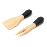 Jogo De Utensilios Para Queijo De Bambu 2pcs Oikos Preto