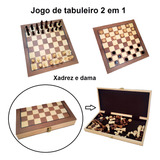 Jogo De Xadrez E Dama Peças E Tabuleiro Em Madeira Oficial