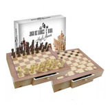 Jogo De Xadrez E Dama Tabuleiro Em Madeira 39x39cm 2x1 28809