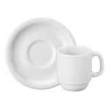 Jogo De Xícara 80ml Com Pires 12 Peças Para Café Cilíndrica Porcelana Schmidt
