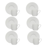 Jogo De Xícara P Café 80 Ml De Porcelana Com Pires 6 Peças