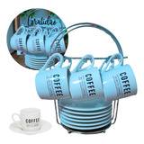 Jogo De Xicaras De Café C Suporte E Pires Porcelana Gourmet
