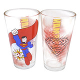 Jogo Dois Copos De Vidro Super Homem 450ml Liga Da Justiça Cor Branco