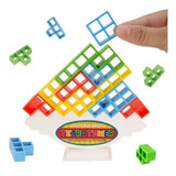 Jogo Educativo Infantil Torre Tetris C Peças Base E Suporte