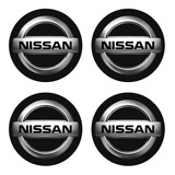 Jogo Emblema Resinado Nissan Preto Roda