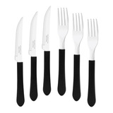 Jogo Facas E Garfo Preto Leme 48 Pç Aço Inox Pbag Tramontina