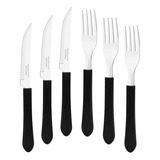 Jogo Facas garfo Leme 120pç Inox Cabo Preto Pbag Tramontina