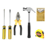 Jogo Ferramentas Kit 6 Peças Chaves Alicate Trena Estilete