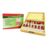 Jogo Fresas Para Tupia 15 Pçs 8mm Estojo Madeira