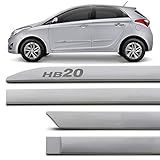 Jogo Friso Lateral Hyundai HB20 Grafia Silkado Prata Metal Modelo Facão