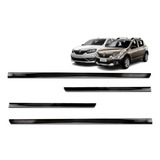 Jogo Friso Lateral Sandero 2023 Preto Brilho Slim