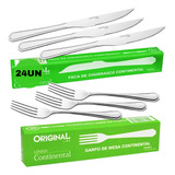 Jogo Garfo Faca De Churrasco Continental 24 Pç Kits Buffet