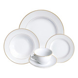 Jogo Jantar E Chá Estaleiro Filete Dourado Porcelana 20 Pçs