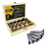 Jogo Kit 5 Brocas Fresas Forstner Para Madeira 15 35mm Evald