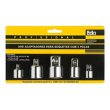 Jogo Kit Adaptador Soquete Catraca 5 Pcs 1 4 3 8 1 2 3 4