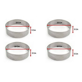 Jogo Kit C 4 Aros Inox Cortadores Redondo P Massas E Bolos