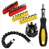 Jogo Kit Chave Fenda Cabo Flexível C Bits Soquete 40 Pontas