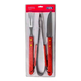 Jogo Kit Churrasco Pinça Pegador Garfo Faca Carne