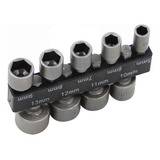 Jogo Kit Com 9 Soquetes Canhão Parafusadeira 5mm A 13mm