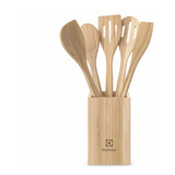 Jogo Kit Talheres Spatulas Bambu Cozinha 6 Peças Electrolux