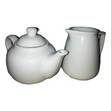 Jogo Leiteira 460ml E Bule De 500ml Porcelana Geni
