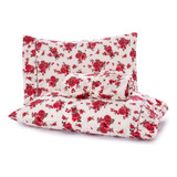 Jogo Lençol Casal King 3 Peças Elástico Cama Box Algodão Cor Florzinha Vermelha Desenho Do Tecido Estampas