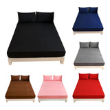 Jogo Lençol De Cama Casal 3 Peças Liso C Elástico Promoção