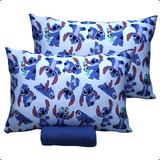 Jogo Lençol De Cama Casal Com Elastico Disney Lilo Stitch