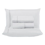 Jogo Lençol Percal 400 Fios Ponto Palito Cama Queen 4pçs Cor Branco Desenho Do Tecido Liso
