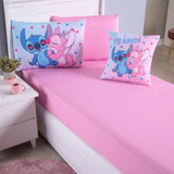 Jogo Lençol Solteiro Elastico 4 Pçs Fronha Roupa Cama Stich