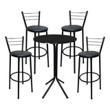 Jogo Mesa Bistrô 4 Banquetas Altas Aço Bar Cozinha Balcão