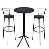 Jogo Mesa Bistrô MDF Aço C 2 Banquetas Altas Bar Cozinha Balcão