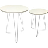 Jogo Mesa De Canto Hairpin Leg Madeira Dupla Lateral Decor
