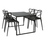 Jogo Mesa Moderna C 4 Cadeiras Allegra Estilo Clean