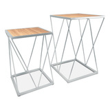 Jogo Mesinha De Canto Decorativa Lateral Wire Sala Quarto Cor Branco jade