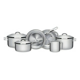 Jogo Panelas Tramontina Solar Inox 6pç Indução Fundo Triplo