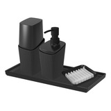 Jogo Para Banheiro Coza 4 Peças New Square Preto