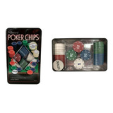 Jogo Poker 100 Fichas Dealer Texas Hold em Cassino Lata