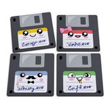 Jogo Porta Copos Floppy Disk Com 4 Pcs