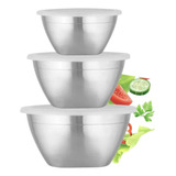 Jogo Potes 3pcs Conjunto Tigela Inox Tampa Bowls Vasilha Mimo Style