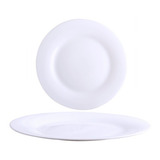 Jogo Prato De Vidro Branco Opaline Restaurante 25cm 12 Un