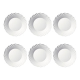 Jogo Prato Fundo Opaline Jasmim Branco Vidro Nadir Kit 6 Un