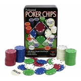 Jogo Profissional Poker Chips Com 100 Fichas Dealer Lata