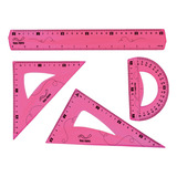 Jogo Réguas Floppy 30cm 4 Unidades Tris Rosa