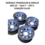 Jogo Roda Aro 16 5x139 Mangels Cromadas Triangular 8 Janelas