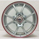 Jogo Roda Tsw Trackstar Aro 15 4x100 Prata Vw gm hyundai
