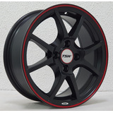 Jogo Roda Tsw Trackstar Aro 15 4x100 Preto Vw gm hyundai
